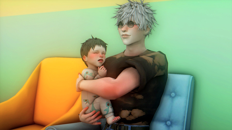 長男にぐずられても余裕な表情