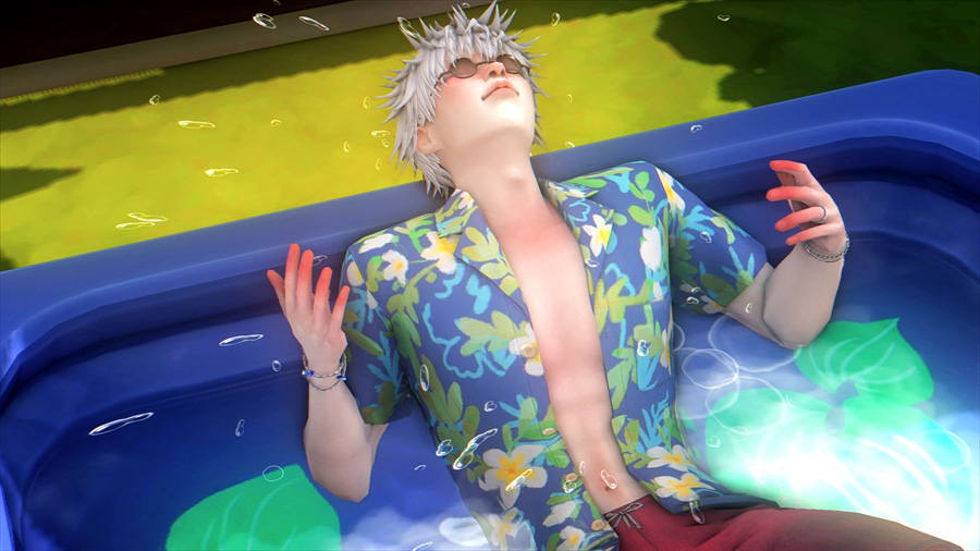 ぱしゃあ!とかやりつつプールを楽しむ悟。絵になるね