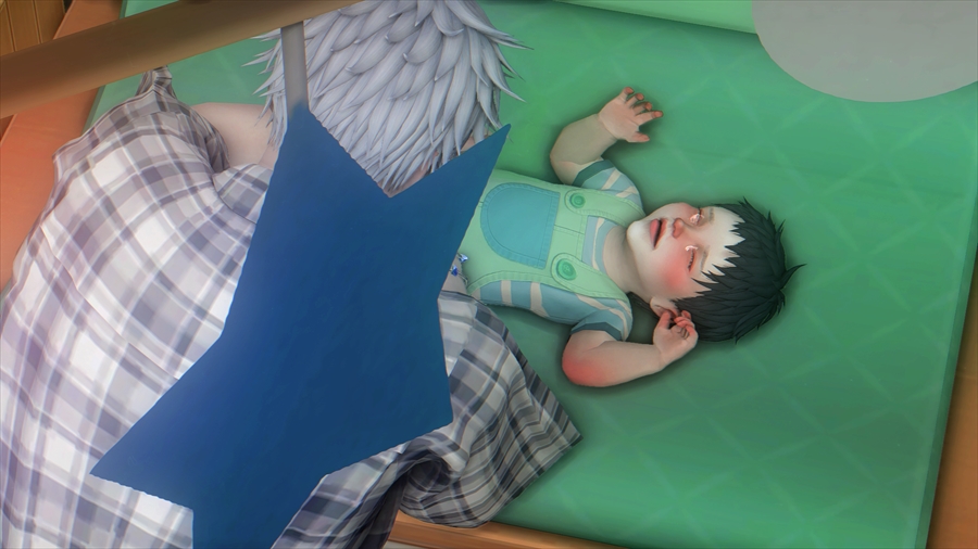 初めてのオムツ替えなのでヤダー!と息子に泣かれる悟