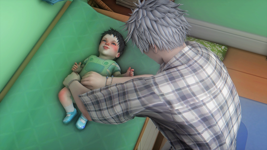 悟も初オムツ交換で慣れていないため手つきがもたもた