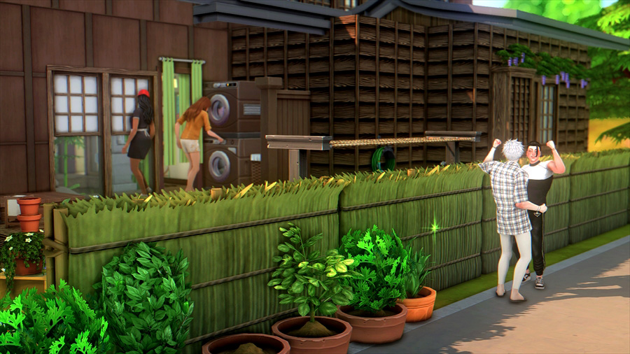 翌朝外で同時に喜んでいる両親達。恒例の息子の成長に歓喜している図です