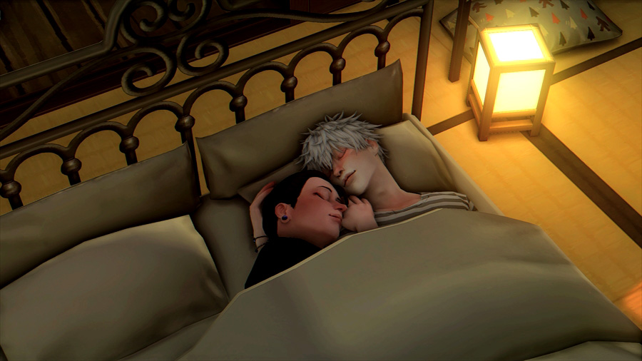 硝子さんがメグルの面倒を見てくれている間に一緒に眠る悟と傑。息子が生まれて数日ろくに眠れていなかったので硝子さんの手助けは本当に有難い