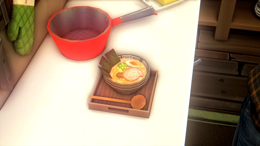 今日は前回の蕎麦を作って下さっていた同クリエイターさん作のラーメンを頂きます。のりがどんぶりのふちに立たせてあるのが良い~