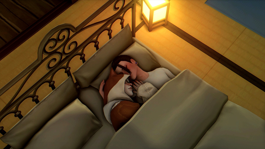 両親は日中は子供の世話に忙しくろくに会話もできていないので寝る時だけはスキンシップを…と寄り添って寝ています