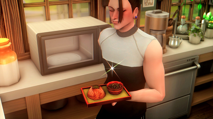 こちらの蕎麦はカスタムフード(クリエイターの人が作ったフード)なのですが凄い美味しそう。ちゃんと汁にもネギが入ってる