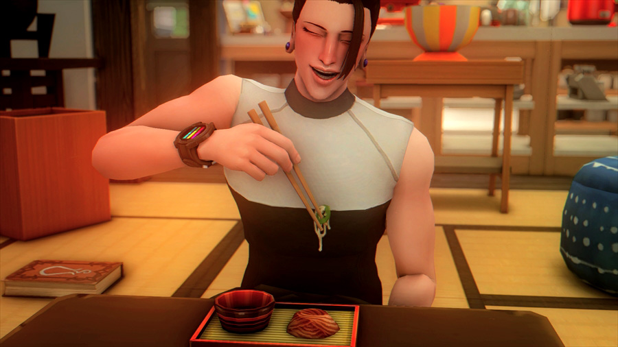 The Sims4は好きな食べ物は設定できないので脳内で傑の好物は蕎麦なんです!と思い込んでプレイしています