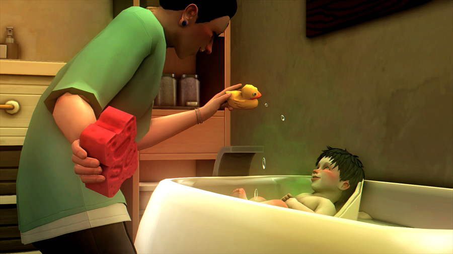 あひるちゃんだよとやりつつ楽しく入浴をします