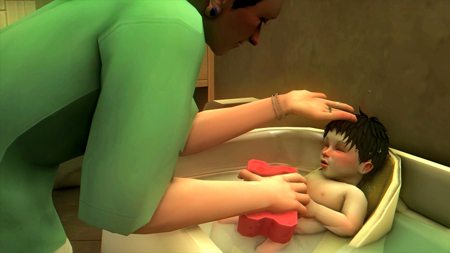 手ですくったお湯をちょっとずつ頭にかけてあげる動作が優しくて凄く好き