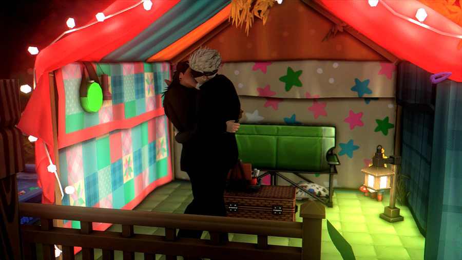 子供用に狭い庭に頑張って設置したテントは乳児にはあまり需要がなく一番先に両親がいちゃつく場所になってしまいました。そして後日新しいオブジェクトの置き場所がなかったためテントは撤去。可愛いからできれば撤去したくなかった😭敷地が狭いばかりに