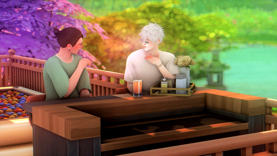 翌日カクテルを作っていた悟のところに話に行っていた傑が悟に投げキッスされていました