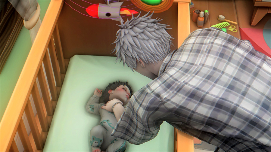 キスした手をぽんぽんと胸のあたりにやる悟