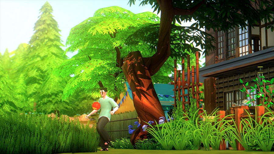 赤ちゃんの世話の合間に大好きなサッカーをする傑