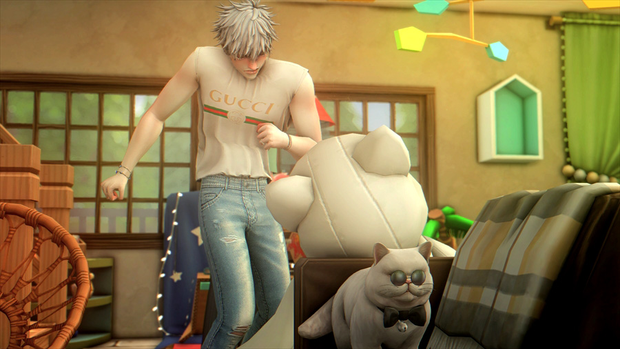 猫のぬいぐるみを殴っている悟を見かけました笑 やめてそれ息子用に設置しておいたのに!(悟はたまに機嫌が悪いと猫ちゃん人形を殴るのでこの猫ちゃんのぬいぐるみとの友好度が悪くなっています)