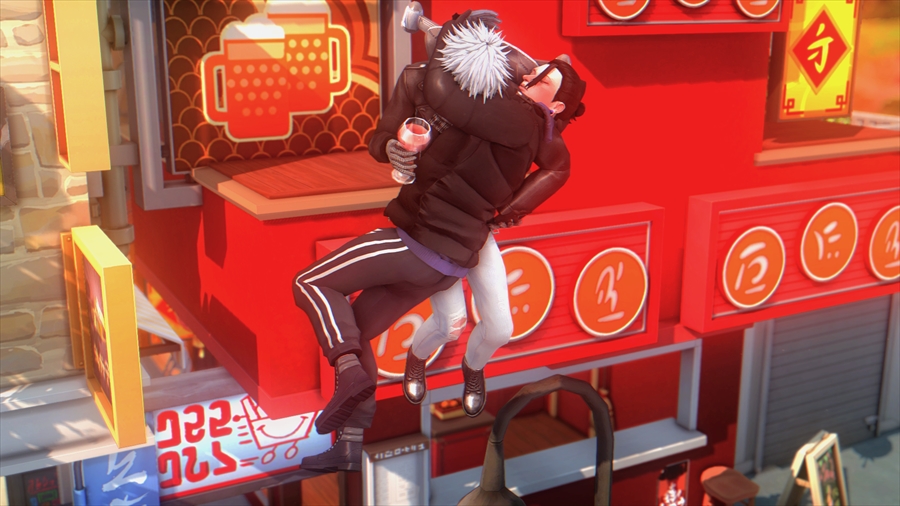 片手に飲み物持ちながらジェットパックで宙に浮いて傑といちゃつくのは凄く器用だね悟